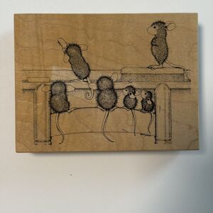VTG Stampa Rosa 1999 House Mouse Design ABCD EEEEK FG Wood Rubber Stamp teacher
